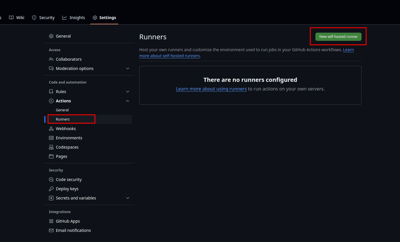 createnew runner github ui