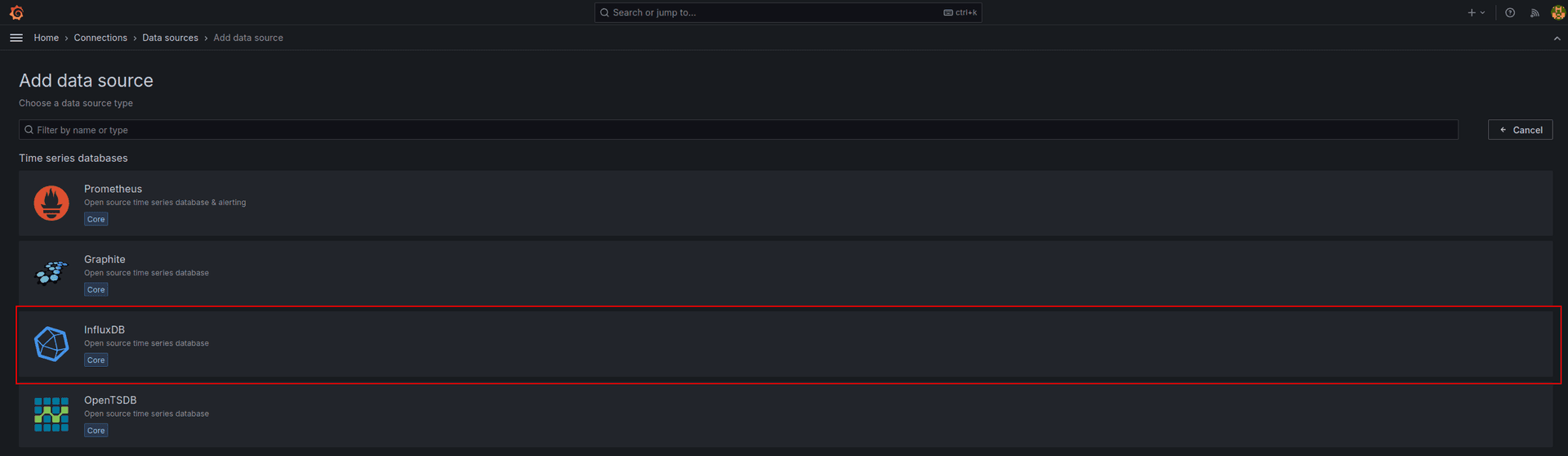 grafana add new data source ui screenshot